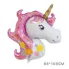 Unicornio de Caricatura Grande Transfronterizo Arcoíris Unicornio de Ojos Cerrados Inflable Ensamblaje Globo Decorativo de Papel de Aluminio Tridimensional