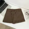 Saia Versátil Nova Vintage Cor de Café Linha A para Mulheres 2026, Saia Curta Emagrecedora de Cintura Alta, Saia Versátil Slim Fit para o Trabalho para Mulheres