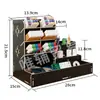 Caja de Almacenamiento con Portalápices de Madera, Gran Capacidad, Portalápices Nórdico Creativo y Elegante con Múltiples Compartimentos, Estante de Almacenamiento para Escritorio de Oficina