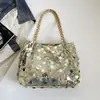Bolsa de Ombro Única Tendência Personalidade Lantejoulas Grandes Feminina 2026 Nova Casual Grande Capacidade Design de Moda Chique para Sob o Braço