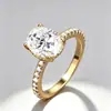Anel de Prata S925 Oval 3 Quilates Cor de Ovo de Pombo Anel de Casamento Moda Luxo Leve Anel de Moissanita de Alta Qualidade Atacado
