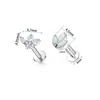 Titanio G23 Zirconia de Tres Garras Labret Roscado Interno Barra Recta Stud de Fondo Plano Joyería para Oreja F136 Stud para Hélice de la Oreja Stud Geométrico Simple para Oreja