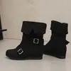 Botas de Moda Retro Maillard de Couro Camurça de Cano Médio, Conversíveis de Duas Formas, Emagrecedoras, Para Mulheres, Comércio Exterior Transfronteiriço