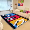 Tapete de Chão Antiderrapante para Sala de Estar, Lavável à Máquina, Fácil de Cuidar, Estilo Pop Geométrico, Cor Dopamina, Lã Imitação Transfronteiriça