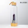 Columna de Cristal Donghai Columna de Energía Taza Prisma Hexagonal de Cristal Tapa de Bambú Taza de Té de Vidrio Taza de Agua Deportiva con Correa Botella de Agua