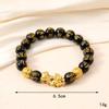 Lema de seis caracteres cuerda valiente sentido avanzado imitación pulsera de obsidiana marea nacional joyería creativa venta al por mayor Yiwu accesorios