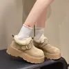 Zapatos de algodón para mujer estilo Birkenstock de suela gruesa para invierno, nuevos mocasines retro con forro de felpa 2026, botas de nieve cálidas