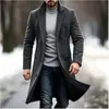 2026 Abrigo de Lana Grueso de Moda Estilo Coreano para Hombre, Ajuste Delgado, Largo por Encima de la Rodilla, para Otoño/Invierno Transfronterizo