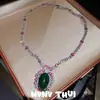 Collar de Gemas Flor de Calcedonia Verde Imperial Dorado Filigrana Guirnalda de Joyería de Alta Gama Pendientes de Calcedonia con Forma de Huevo