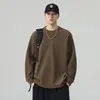 Novidade Outono 2026: Moletom Masculino Gola Redonda com Design Listrado, Estilo High Street Americano, Caimento Solto, Confortável, Versátil, Casual, Tendência, Moderno