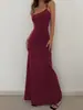 Moda Europea y Americana Elegante Color Puro Básico Simple Exportación Transfronteriza Sexy Sexy Vestido Largo de Tirantes para Mujer