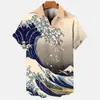 AliExpress deseo comercio exterior transfronterizo nueva moda casual para hombre olas camisa de manga corta con estampado 3D camisa para hombre