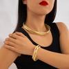 Anillo de Metal Personalizado Estilo Europeo y Americano Transfronterizo, Collar de Cadena Múltiple, Diseño de Líneas Geométricas, Juego de Joyería Exagerado