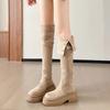Botas de Salto Oculto para Aumentar a Altura Duas Formas de Usar Femininas Inverno 2024 Novas Botas Longas de Camurça Acima do Joelho
