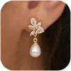 Brincos de Pingente de Diamante e Pérola para Comércio Exterior Amazon Novos Versáteis Modernos Casuais Presente de Aniversário para Mulheres