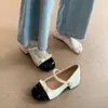 Zapatos de Mujer Populares con Tacón Grueso, Color Block Francés, Perla, Nuevos de Verano 2026, Tacones Altos, Bailarinas, Mary Jane, Zapatos Pequeños de Cuero