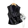 Nuevo Top Elegante de Color Sólido Estilo Chanel Francés Corto sin Mangas de un Solo Botón Transfronterizo Amazon Aliexpress
