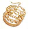 Pulseira de Moda Transfronteiriça Europeia e Americana Corrente de Pérola Oca de Metal Retrô Pulseira de Temperamento de Moda Versátil Personalizada para Mulheres