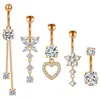 Explosiones Transfronterizas Europeas y Americanas Mariposa Diamante Anillo para Ombligo Acero Inoxidable Juego de Cinco Piezas Clavo Simple para Ombligo Joyería para Perforación