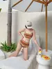 Biquíni Maiô Tailandês Feminino Conjunto Dividido de Três Peças Controle de Barriga Emagrecimento Push-Up Seios Pequenos Estilo Coreano Ins Fonte Termal