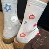 Calcetines de Media Caña con Estampado de Dibujos Animados para Mujer Primavera y Verano, Calcetines Largos Estilo Lindo Femenino, Calcetines Holgados Versátiles Multicolor