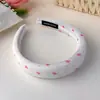 Novo estilo em tons pastel suaves, tiara fresca e fofa com tecido listrado rosa e branco e esponja, design xadrez doce, adequada para lavar o rosto, para mulheres