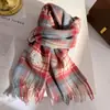 Bufanda 100% Lana Australiana Pura para Mujer Invierno Estilo Coreano Versátil Cuadros Británicos Bufanda de Cachemir Chal de Regalo
