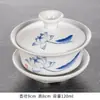 Xícara de Chá com Tampa, Tigela de Chá Sancai, Conjunto de Chá Kung Fu Cerâmico Branco Extra Grande para uma Pessoa, Porcelana Azul e Branca com Tampa, Amazon