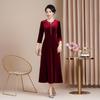 Vestido Cheongsam de Casamento de Veludo de Alta Qualidade 2025 Outono Novo Estilo Vestido Mãe da Noiva Inverno Elegante Vestido Saia Completa