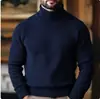 Suéter para hombre, tejido elástico europeo y americano, suéter de cuello alto a rayas verticales, camiseta básica de color liso para hombre en stock transfronterizo, talla grande