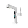 Torneira de Pia com Display Digital Retrátil Branco Leitoso Quente e Frio Totalmente em Cobre Multifuncional Cinza Grafite Torneira de Pia para Água Superior