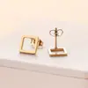 Pendientes Cuadrados Europeos y Americanos de Acero Inoxidable Transfronterizos Que No Se Desvanecen, Joyería Unisex de Alta Gama, Joyería de Pendientes de Acero de Titanio