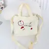 2025 Verano Nuevo Bolso de Lona de Hombro Lindo Bordado de Dibujos Animados Bolso Bandolera Casual Gran Capacidad Bolso Tote con Cordón