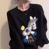 2026 Novo Estilo Coreano Moda Decoração 3D Símbolo de Dinheiro Versátil Solto Casual Gola Redonda Manga Longa Suéter de Tricô para Mulheres