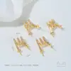 Chapado en Oro de 14K Zirconio Hoja Herradura Perla Hebilla Soporte de Cuentas Colgante Collar de Perlas y Cristal Joyería Accesorios DIY Material