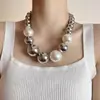 Collar de Perlas Exagerado Europeo y Americano de Tamaño Grande con Bolas Apiladas de Doble Capa para Mujer 2025 Cadena para Clavícula de Gama Alta Nueva