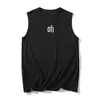 Colete sem mangas para homens grandes, novo modelo de comércio exterior, corte solto, blusa masculina tamanho grande, estilo Hong Kong do Instagram, gola redonda de verão, roupa fitness moderna