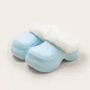 Chinelos Peludos de Solado Grosso para Mulheres no Inverno, Uso Externo, Forrados com Fleece, Quentes, Que Aumentam a Altura, Antiderrapantes, Impermeáveis, Chinelos de Algodão com Biqueira para Mulheres