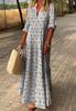 Comercio Exterior Ropa de Mujer Europea y Americana Transfronteriza Aliexpress Verano Retro Cuello Alto Talla Grande Vestido Suelto Falda Larga Plisada