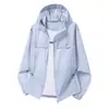 [Roupa de Proteção Solar Zhuzhuo] Roupa de Proteção Solar de Verão com Capuz para Homens, Estilo Fino para Uso ao Ar Livre, Respirável e Resistente a UV