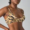 Sujetador Estampado Cruzado Europeo y Americano Sin Relleno Copa Triangular Estampado de Tigre Estampado de Leopardo Lencería Sexy Rayas de Pura Pasión Sujetador para Mujer