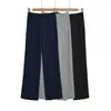 2622-26 Pantalones deportivos holgados de punto gofrado de estilo coreano para otoño, cintura alta, pantalones casuales de pierna recta, pantalones largos para casa para mujer