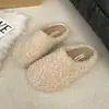 Nuevas zapatillas de media punta para mujer estilo 2026 con forro interior de algodón cálido, exterior de felpa, plataforma versátil de suela gruesa para otoño e invierno, aumento de altura
