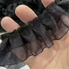 Gasa de Nieve de Doble Capa Ancha de 4 cm con Encaje Plegado Blanco y Negro Ropa para Bebé Lolita Accesorios de Ropa DIY
