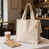 Bolsa Tote Personalizada Color Avena de Gran Capacidad, Bolso de Lona Versátil de Nicho, Bolso de Hombro para el Día a Día