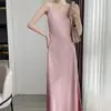 Vestido de tirantes de imitación de seda de triacetato para mujer, verano, suelto, interior, falda larga, diseño francés, hada, satén, nicho