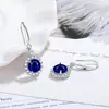 Pendientes Azules de Diamante de Lujo Ligero de Gama Alta Estilo Vintage Europeo y Americano con Diseño Retro y Temperamento Único
