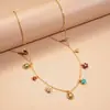 Colar de Clavícula Europeu e Americano com Zircônia em Forma de Gota de Óleo, Flor da Sorte, Joaninha Colorida, Moda de Alto Padrão, Colar Elegante de Nicho para Mulheres