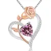 Collar de doble capa de plata de ley s925 con corazón eterno transfronterizo europeo y americano, colgante de doce piedras de nacimiento amazónicas para mujer, cadena de clavícula