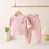 Traje de ropa interior para niños con forro polar de lana de cordero para otoño e invierno, manga larga, pantalones largos, grueso y cálido, para niños y niñas, ropa de casa para bebé